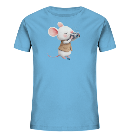 Helles Kinder-T-Shirt mit Maus, die fotografiert.