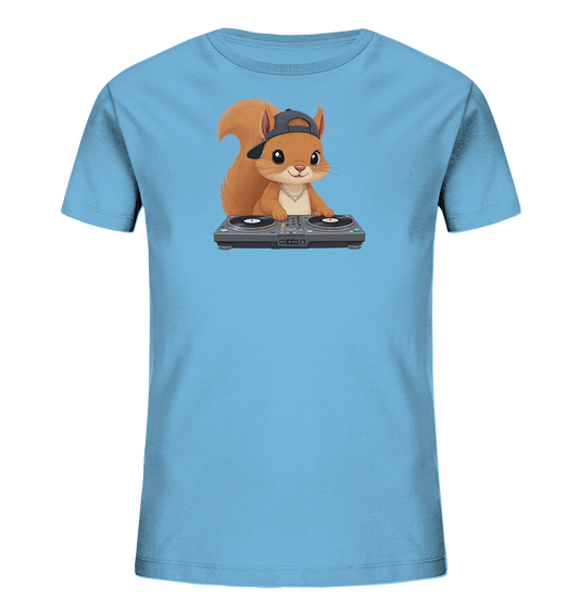 Kinder T-Shirt mit Eichhörnchen als DJ an Plattentellern