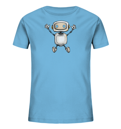 Kinder T-Shirt Roboter beim Freudensprung - Kinder Bio T-Shirt