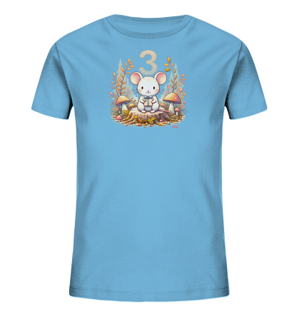 Kinder T-Shirt mit Maus, Geschenk und Zahl 3