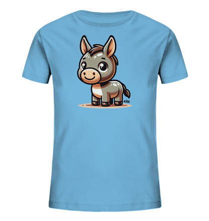Kinder T-Shirt mit freundlichem Cartoon-Esel, großen Augen und langen Ohren