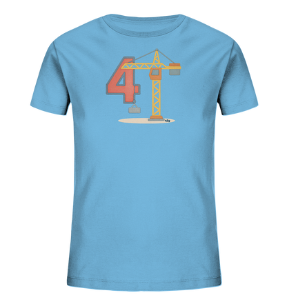 Kinder-T-Shirt mit Zahl 4 und Baukran