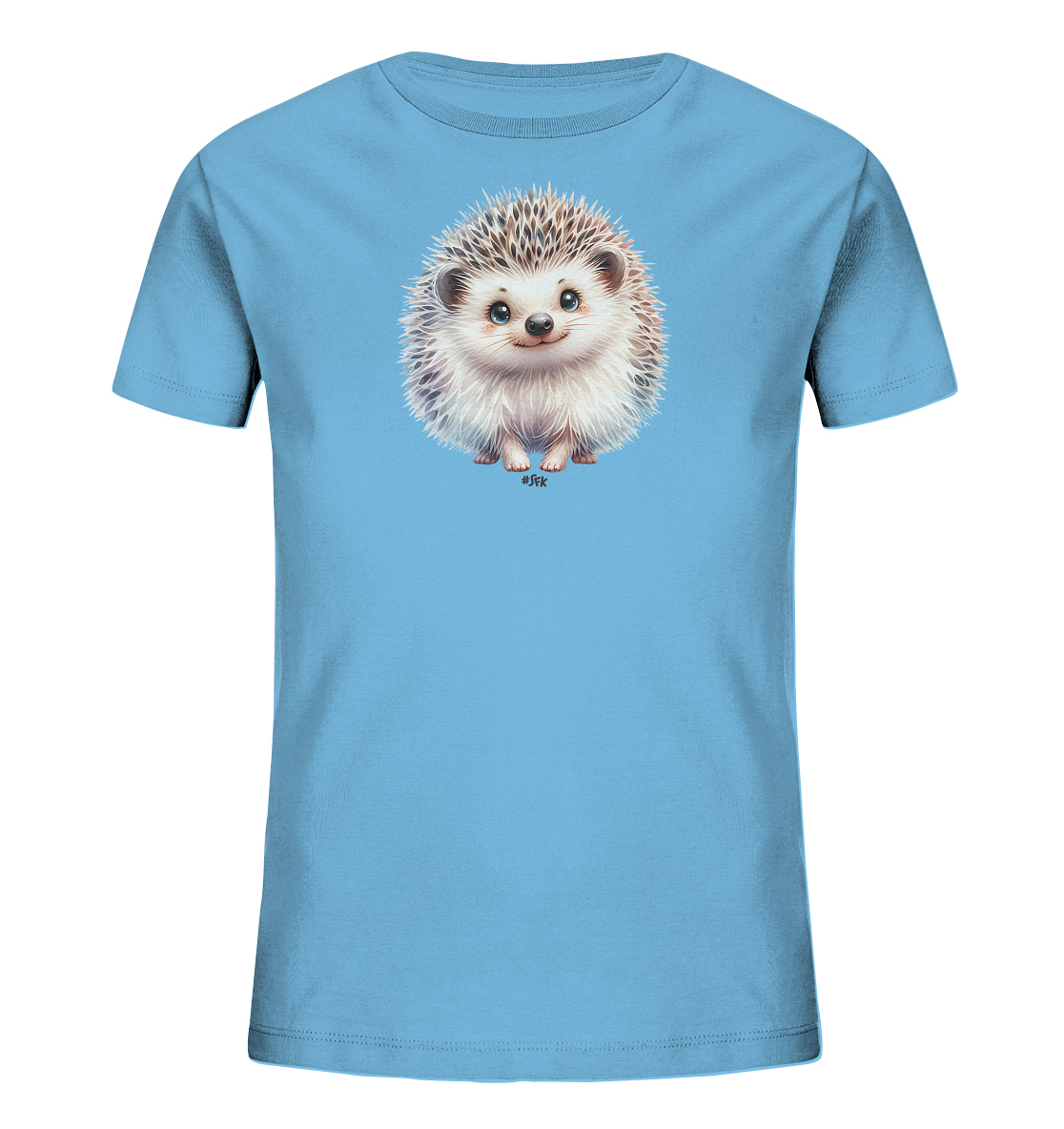 Kinder T-Shirt mit ein kleiner flauschiger Igel mit großen blauen Augen