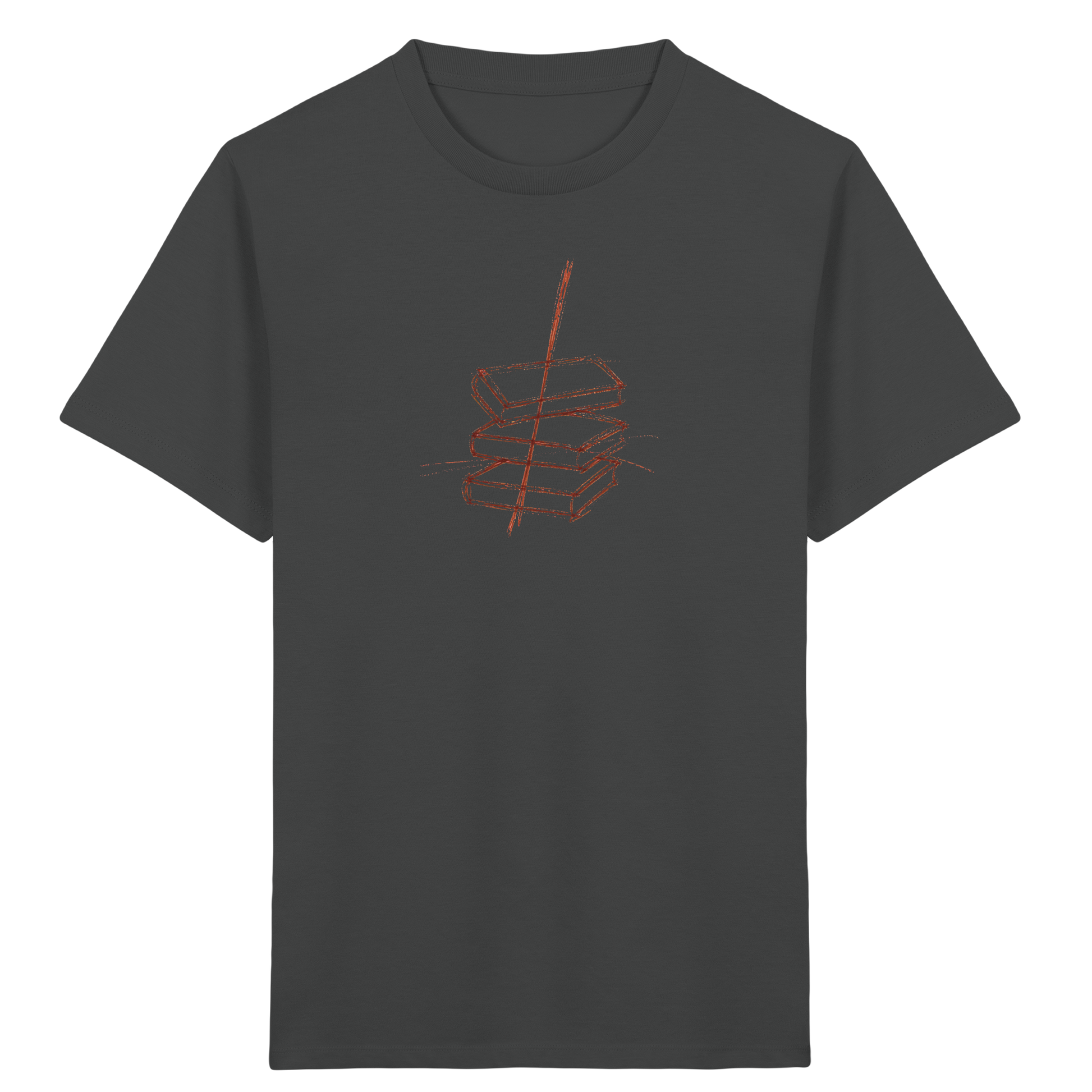 Schiefe Bücherburg mit Bleistift - Kinder Bio T-Shirt