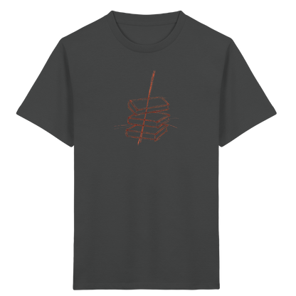 Schiefe Bücherburg mit Bleistift - Kinder Bio T-Shirt