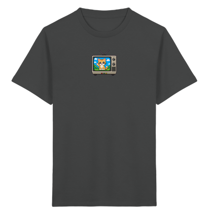 Pixel Katze im Retro Fernseher T-Shirt - Kinder Bio T-Shirt