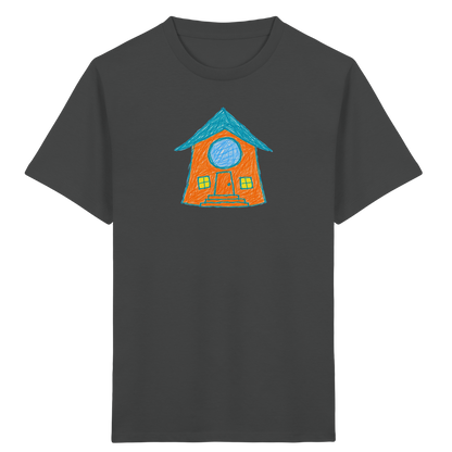 Orangefarbenes Rundfensterhaus für Kinder - Kinder Bio T-Shirt