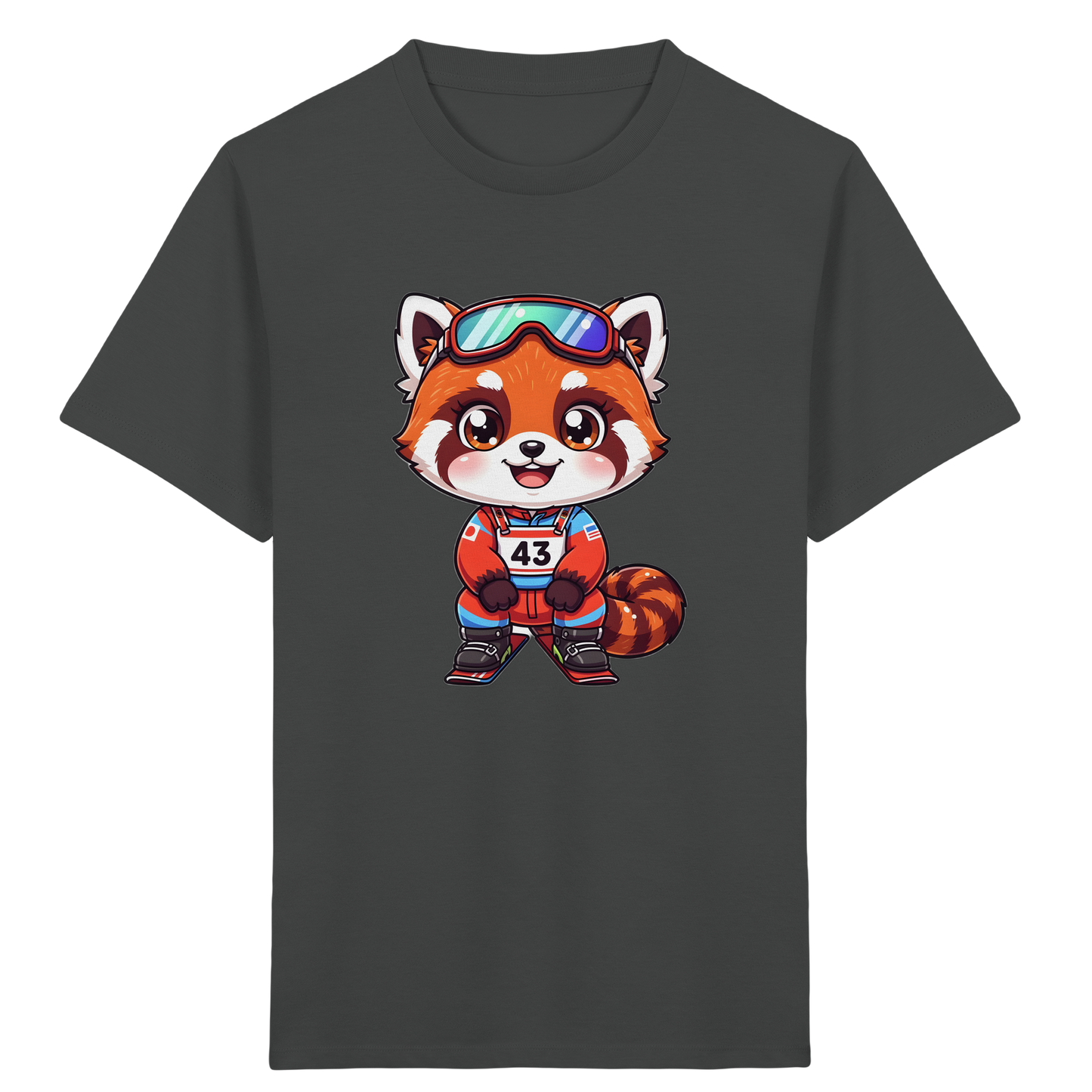 Roter Panda Ski Abenteuer Kinder T-Shirt