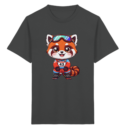 Roter Panda auf Skiern – Kinder Bio-T-Shirt
