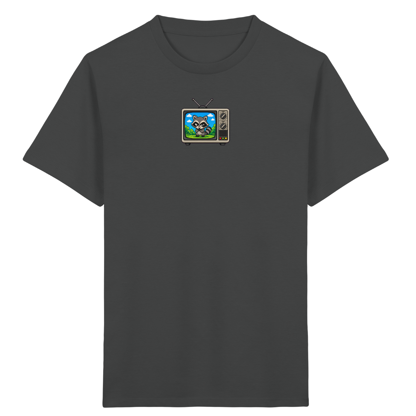 Pixel Waschbär im Retro-Fernseher Kinder-Shirt - Kinder Bio T-Shirt
