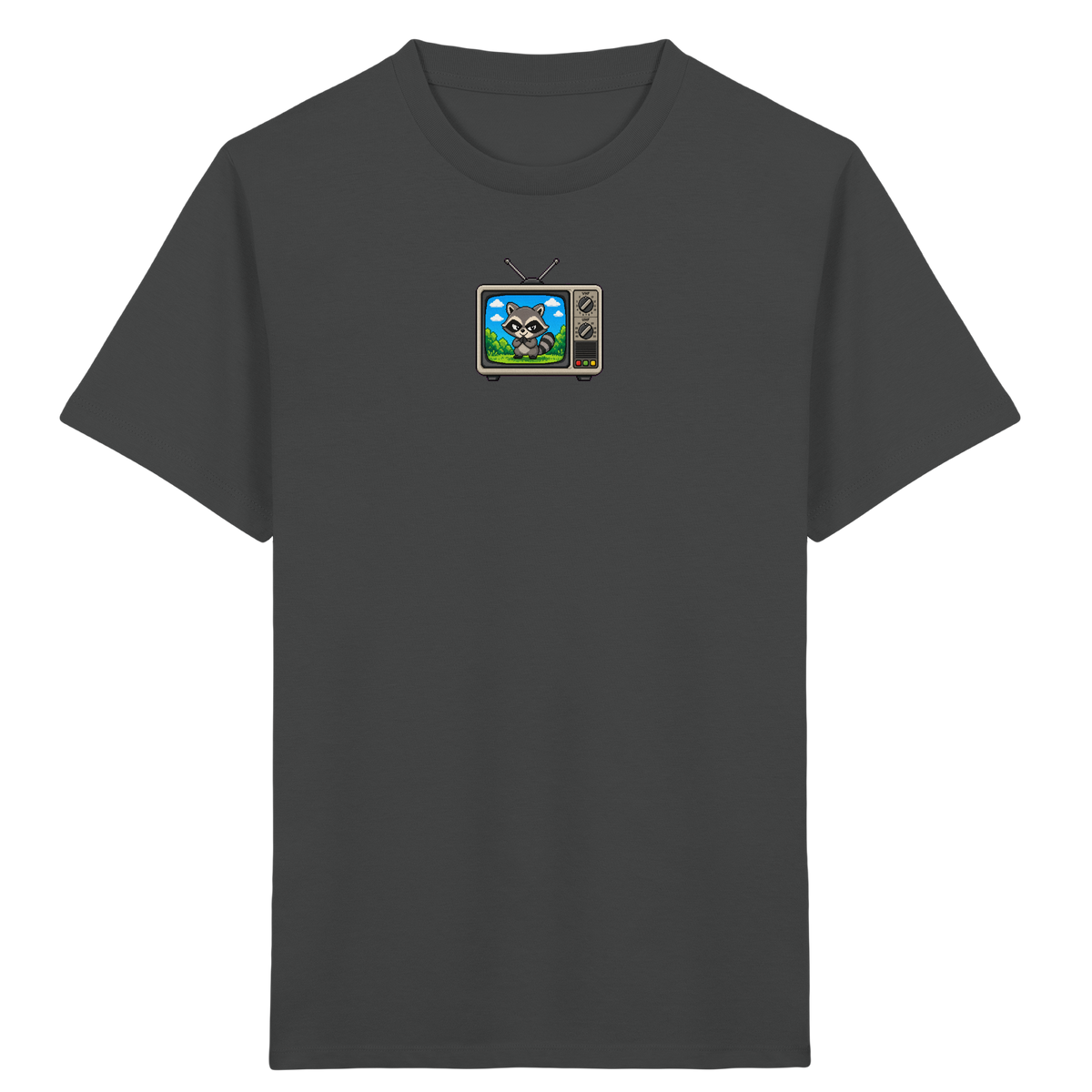 Pixel Waschbär im Retro-Fernseher Kinder-Shirt - Kinder Bio T-Shirt