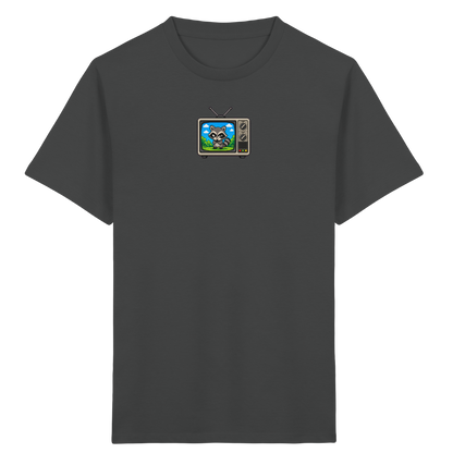 Pixel Waschbär im Retro-Fernseher Kinder-Shirt - Kinder Bio T-Shirt