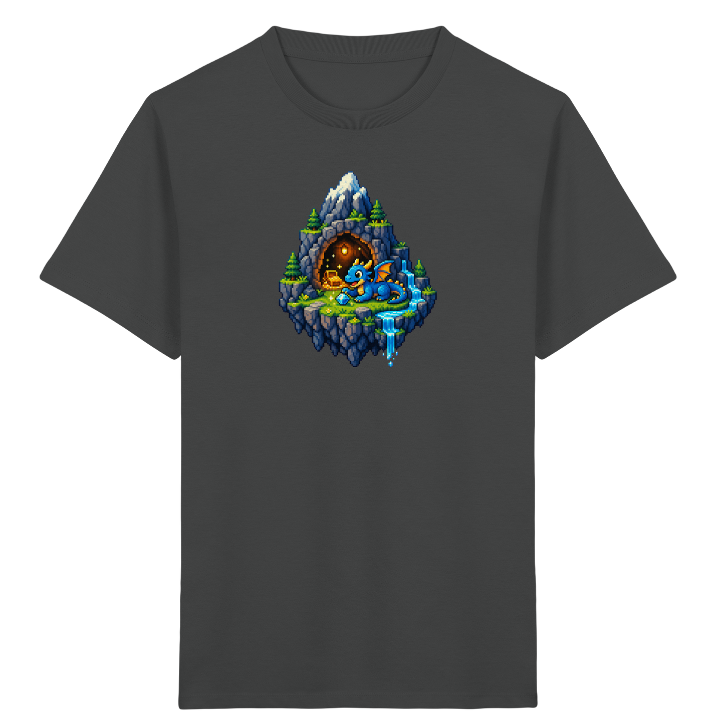 Magischer Pixel Drache Schatz Insel - Kinder Bio T-Shirt