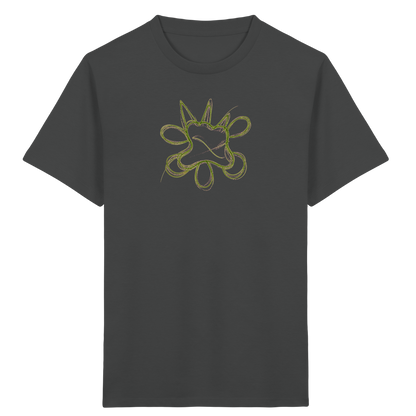 Grasgrünes Linienmonster für Kinder - Kinder Bio T-Shirt