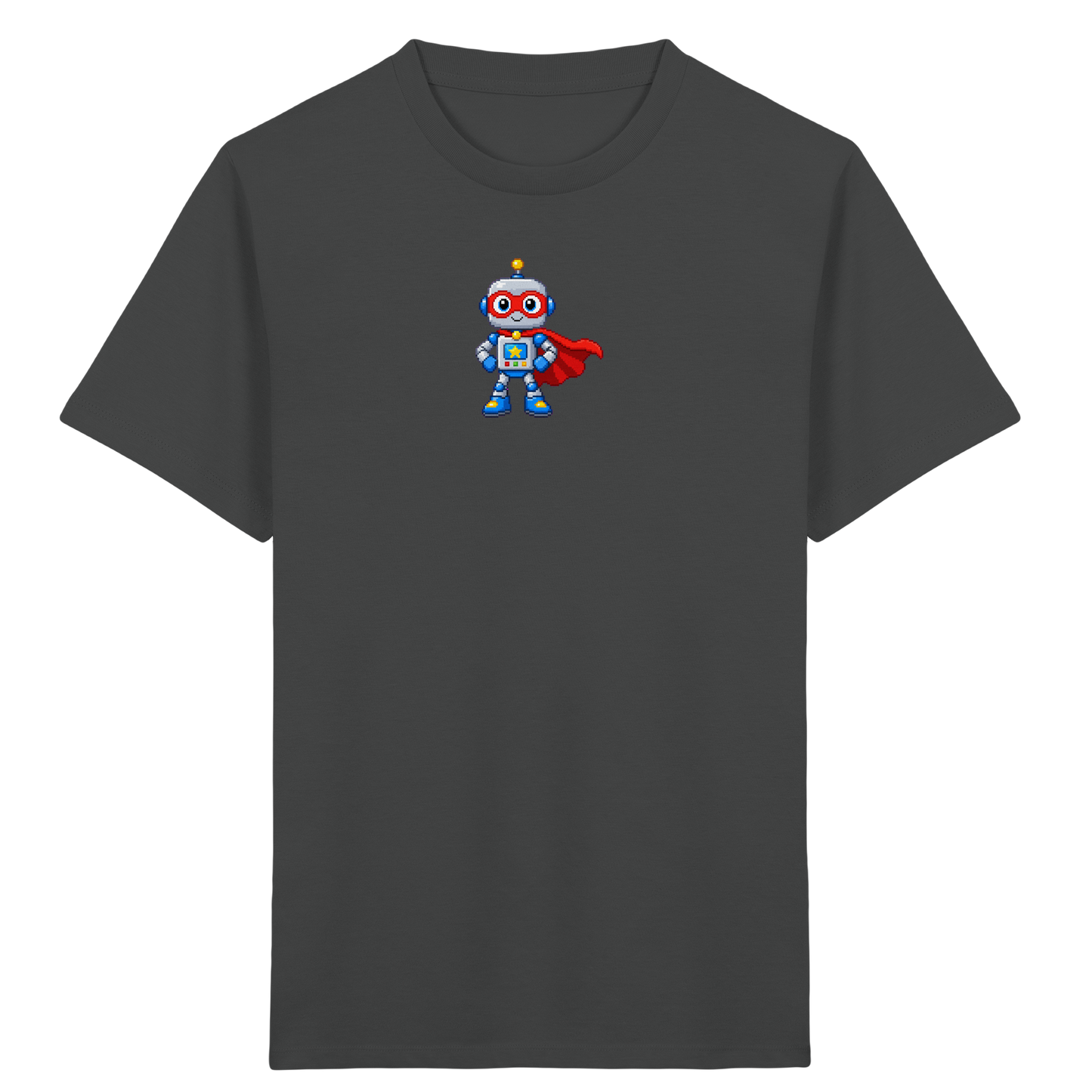 Pixel-Roboter Superhelden-Shirt: Freundliches Design - Kinder T-Shirt