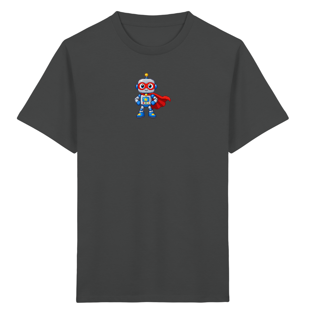Pixel-Roboter Superhelden-Shirt: Freundliches Design - Kinder Bio T-Shirt