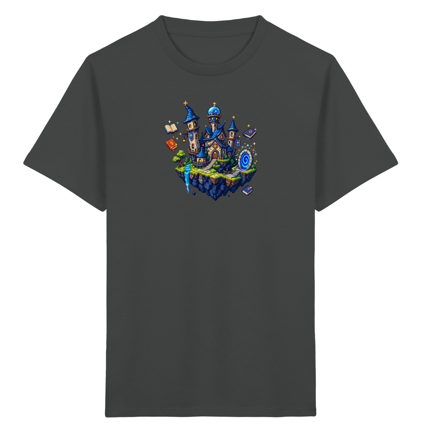 Magische Akademie schwebende Insel Pixel-Shirt - Kinder Bio T-Shirt
