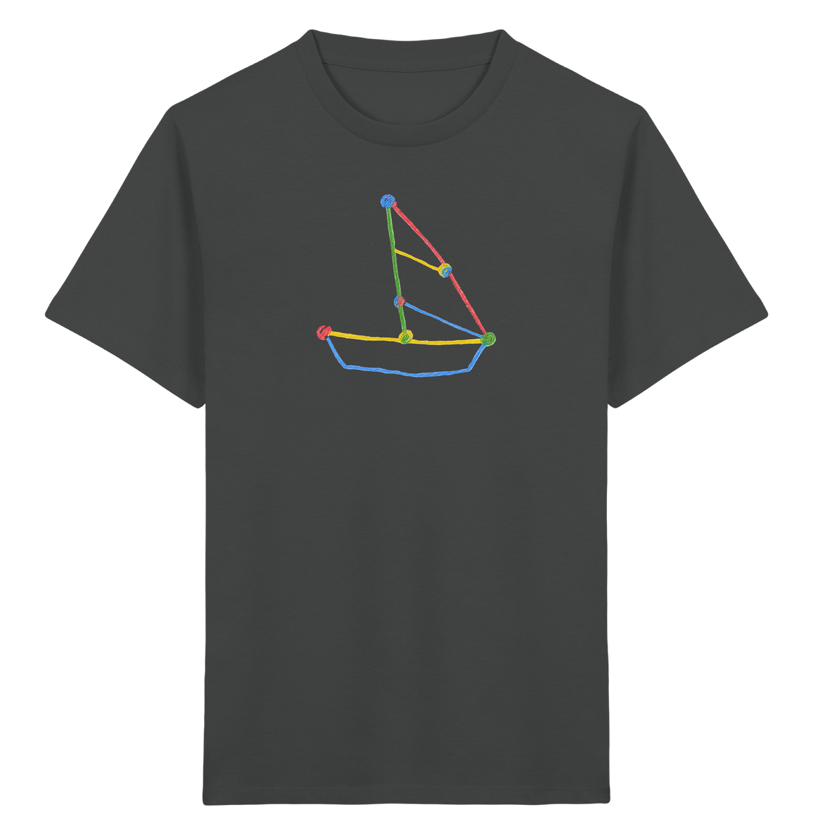 Buntes Farbpunkt Segelboot - Kinder Bio T-Shirt