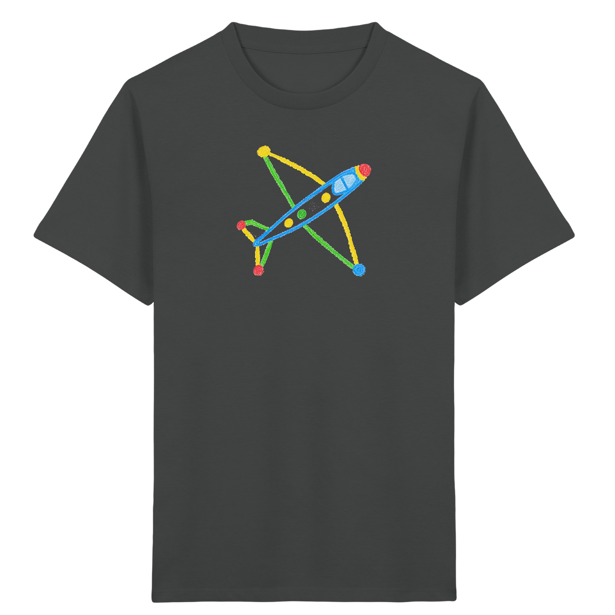 Buntes Flugzeug mit Farbpunkten - Kinder Bio T-Shirt