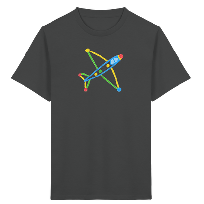 Buntes Flugzeug mit Farbpunkten - Kinder Bio T-Shirt