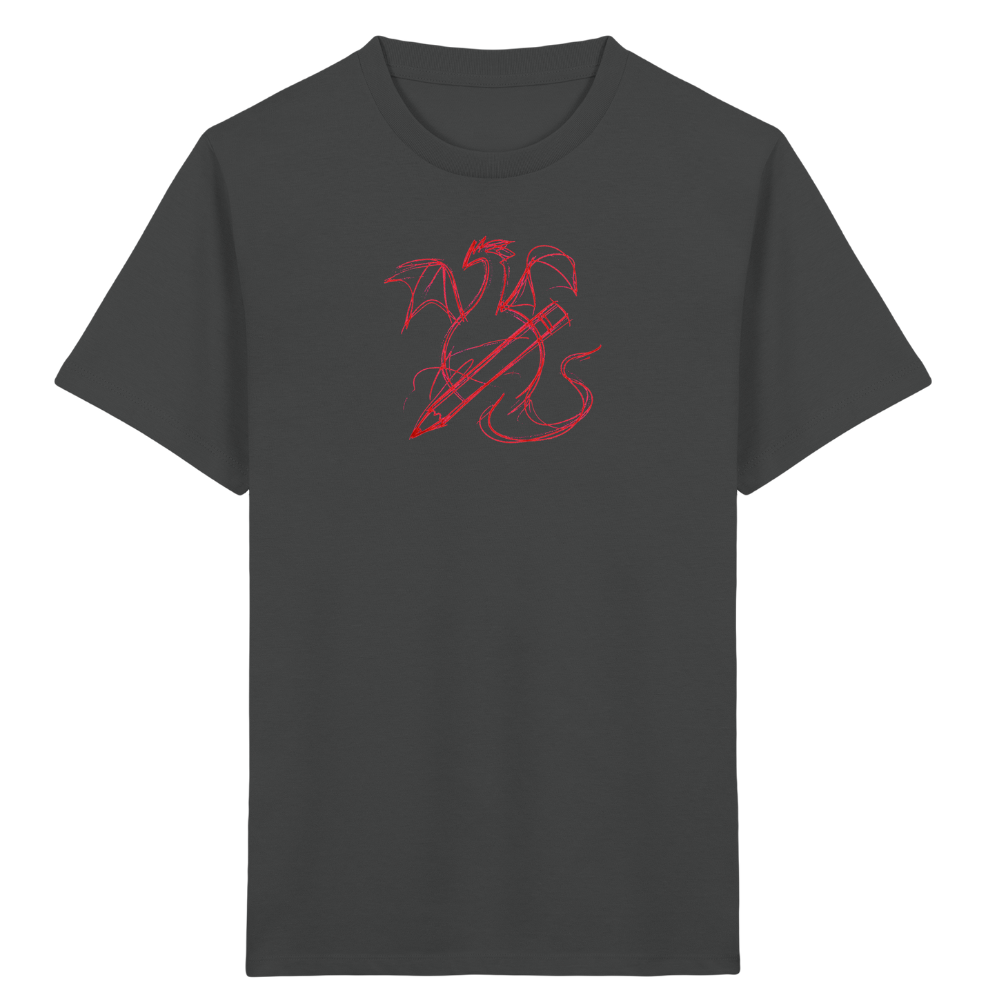 Ziegelroter Krakeldrache mit Bleistift - Kinder Bio T-Shirt