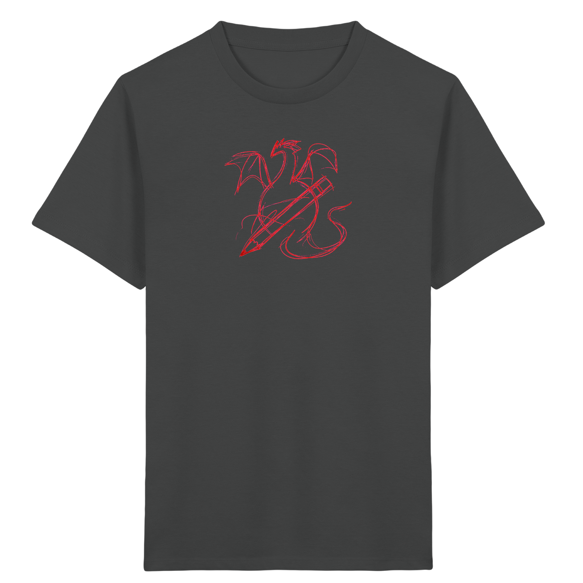 Ziegelroter Krakeldrache mit Bleistift - Kinder Bio T-Shirt