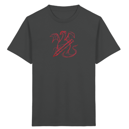 Ziegelroter Krakeldrache mit Bleistift - Kinder Bio T-Shirt