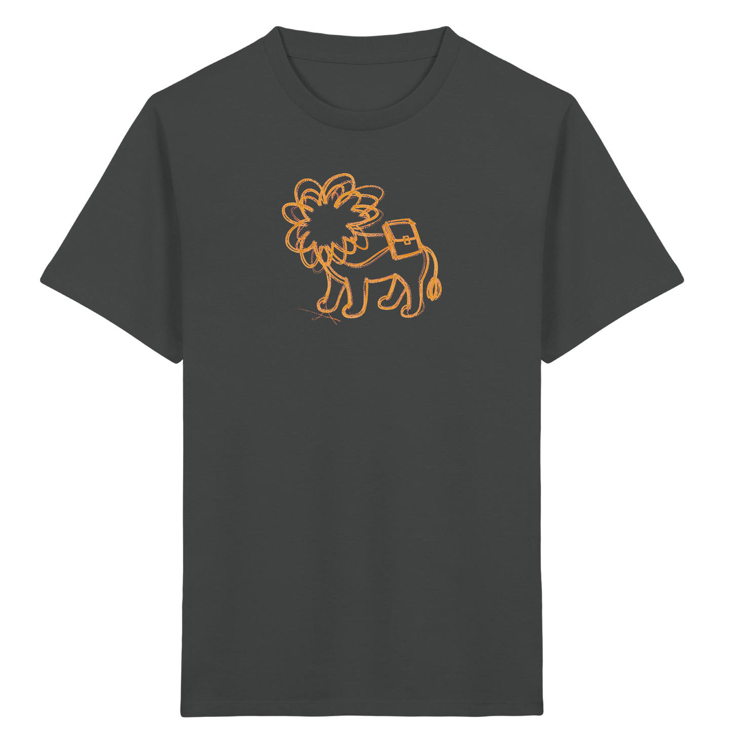 Senfgelber Krakellöwe mit Ranzen - Kinder Bio T-Shirt