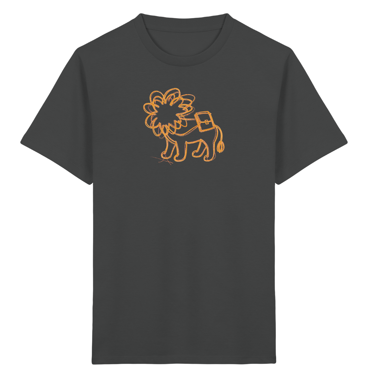 Senfgelber Krakellöwe mit Ranzen - Kinder Bio T-Shirt
