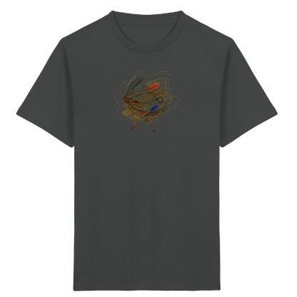 Anthrazitfarbenes Kinder Bio T-Shirt mit abstraktem Vogel-Motiv