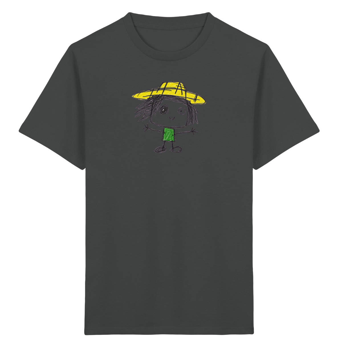 Kritzelkopf mit gelbem Strohhut - Kinder Bio T-Shirt