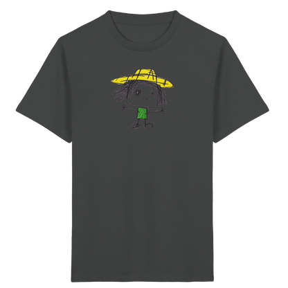 Kritzelkopf mit gelbem Strohhut - Kinder Bio T-Shirt