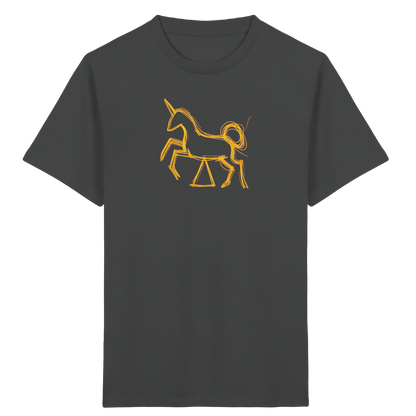 Currygelbes Einhorn zur Einschulung - Kinder Bio T-Shirt