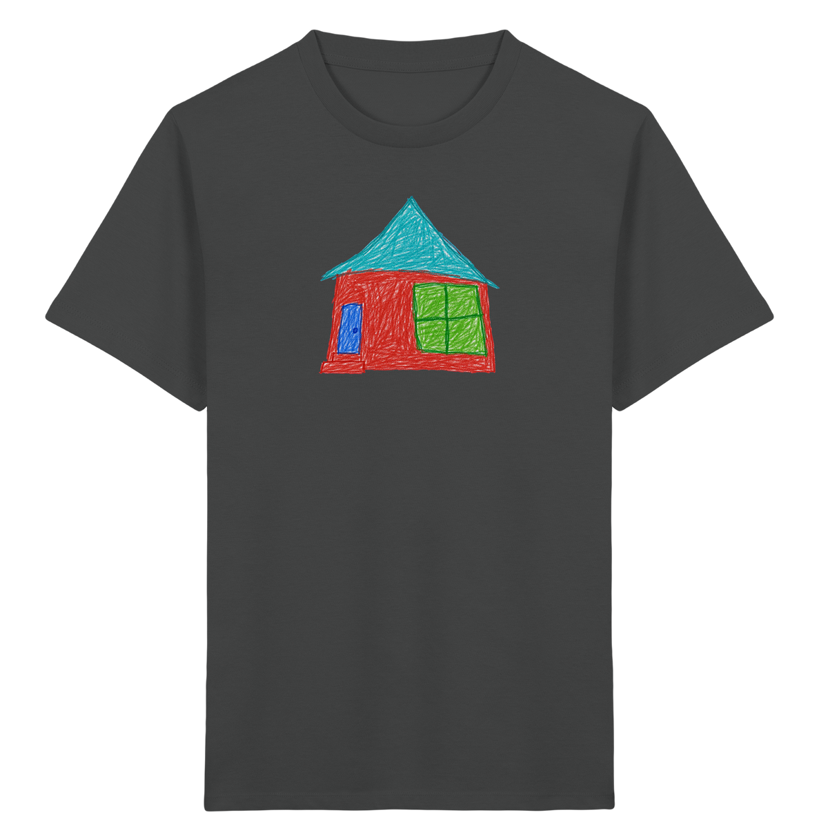 Rotes Haus mit Türkisdach - Kinder Bio T-Shirt