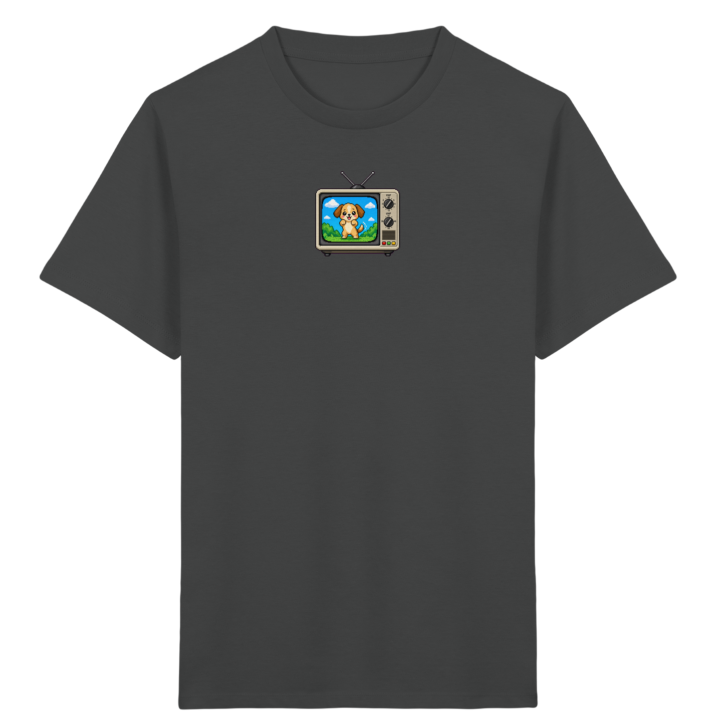 Pixel Hund im Retro Fernseher - Kinder Bio T-Shirt