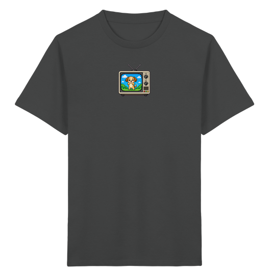 Pixel Hund im Retro Fernseher - Kinder Bio T-Shirt