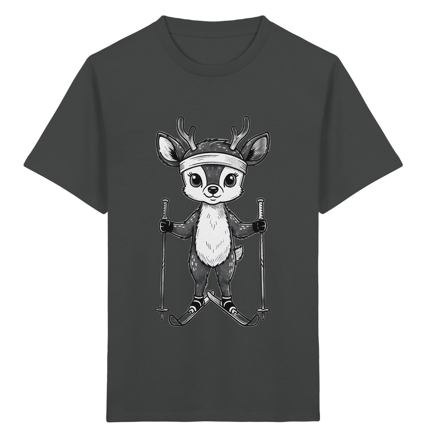 Niedliches Reh auf Skiern T-Shirt - Kinder Bio T-Shirt