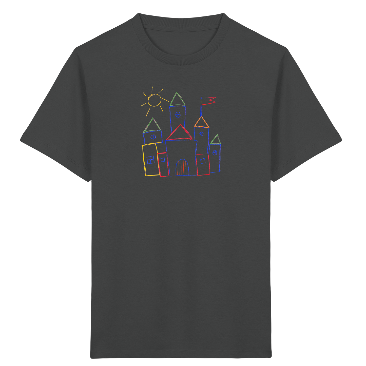 Fröhliches T-Shirt mit Märchenburg Motiv - Kinder Bio T-Shirt