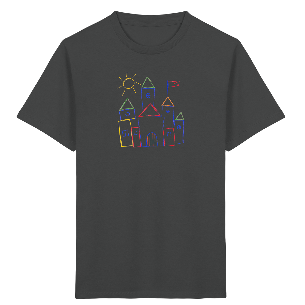 Fröhliches T-Shirt mit Märchenburg Motiv - Kinder Bio T-Shirt