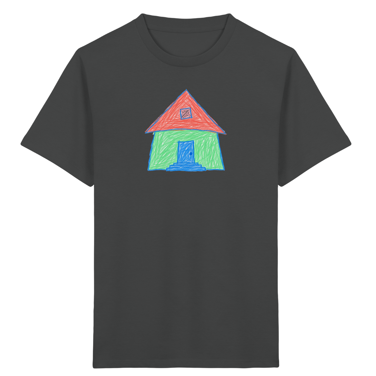 Mintgrünes Haus mit Spitzdach - Kinder Bio T-Shirt