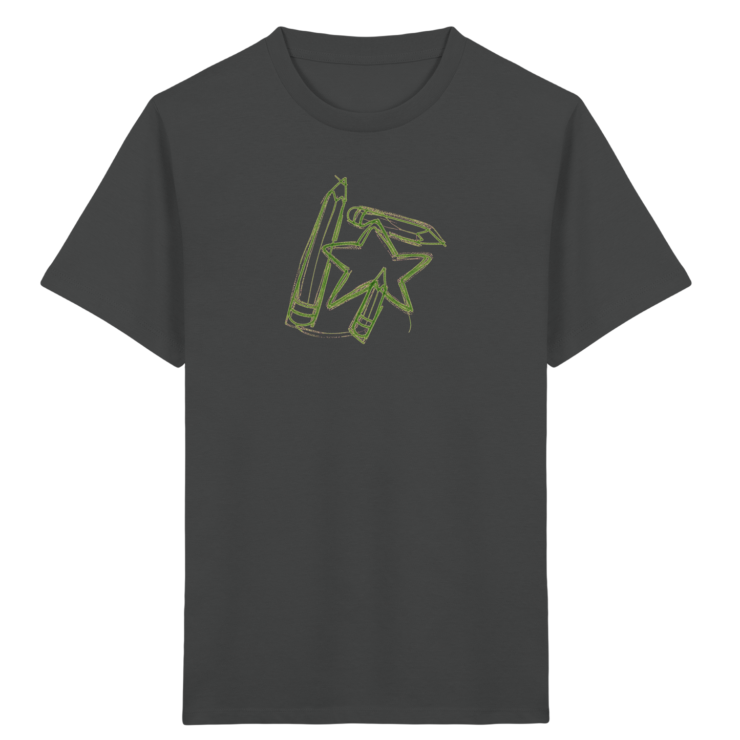 Grüne Stiftefamilie mit Mutstern - Kinder Bio T-Shirt