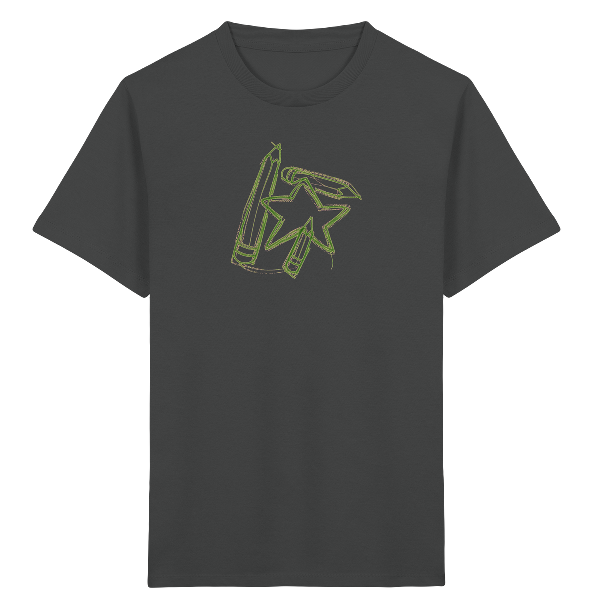 Grüne Stiftefamilie mit Mutstern - Kinder Bio T-Shirt