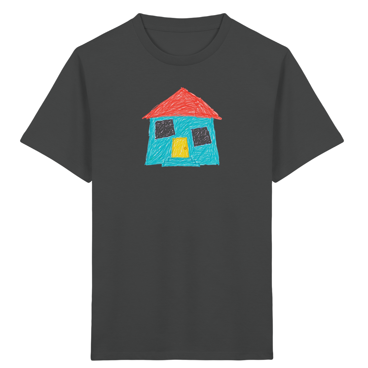 Türkises Haus mit Zwillingsfenstern - Kinder Bio T-Shirt