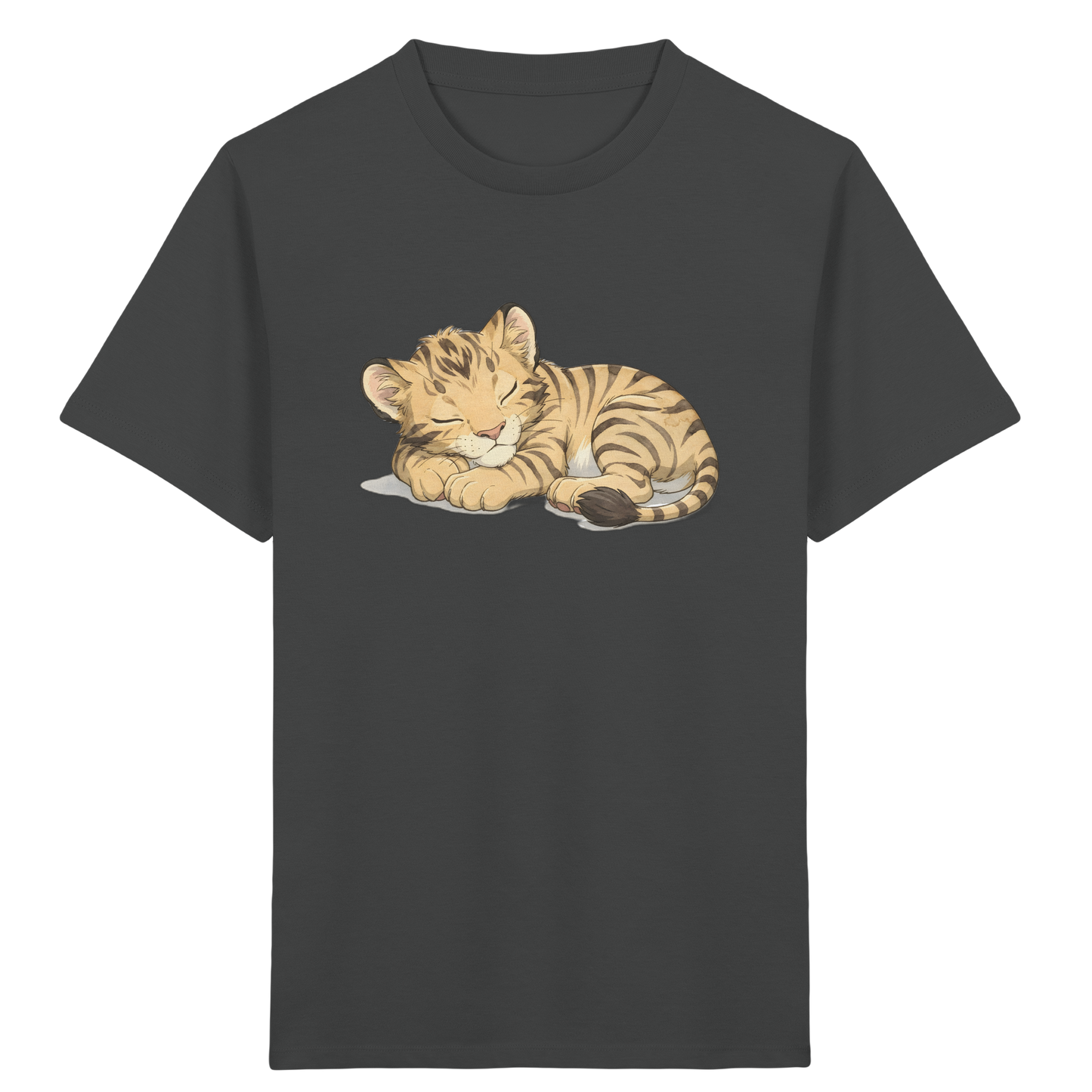 Schlafendes Tigerjunges: Kuscheliges Aquarell T-Shirt - Kinder Bio T-Shirt
