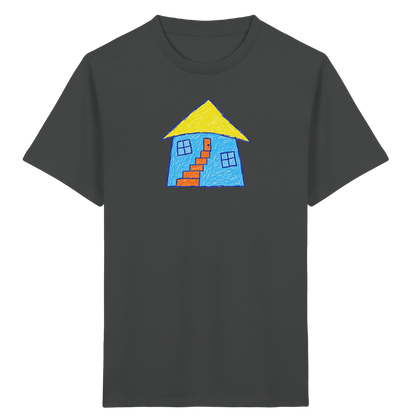 Blaues Treppenhaus Kinderzeichnung - Kinder Bio T-Shirt