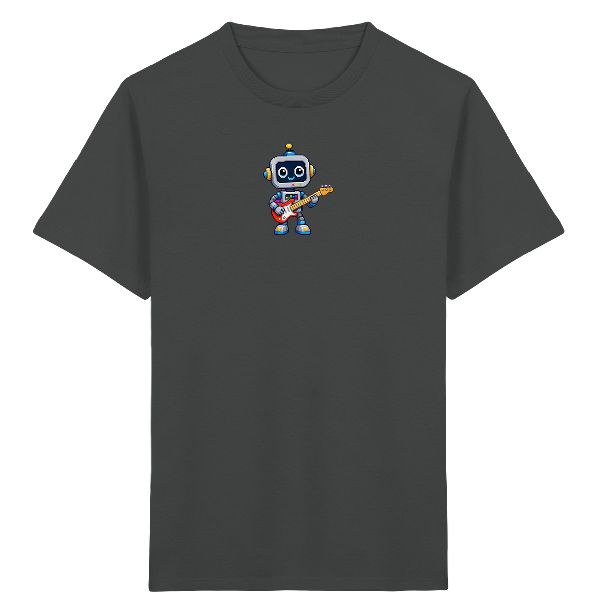 Pixel Roboter rockt E-Gitarre - Kinder T-Shirt