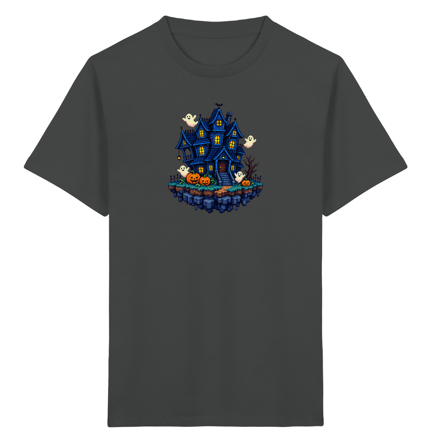 Magisches Pixel Geisterhaus Halloween T-Shirt - Kinder Bio T-Shirt
