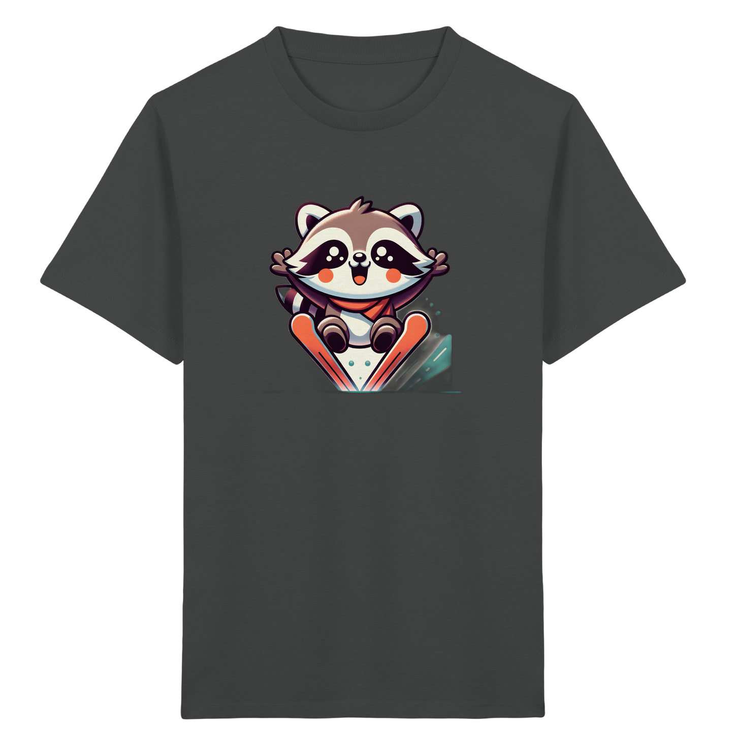 Fröhlicher Waschbär auf Skiern T-Shirt