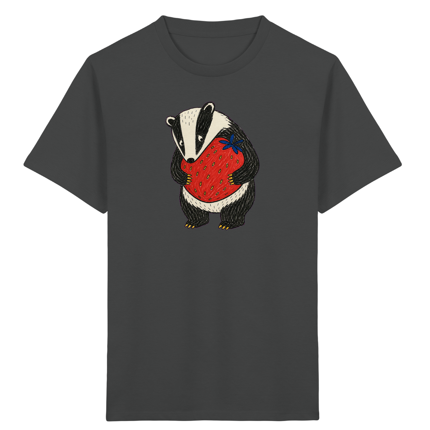 Süßer Dachs mit roter Erdbeere - Kinder Bio T-Shirt