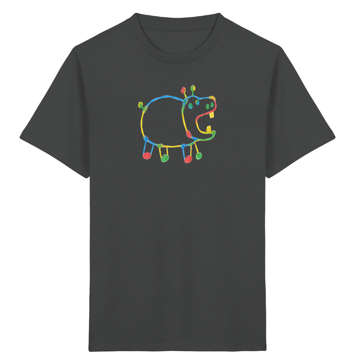 Buntes Farbpunkt Nilpferd Shirt - Kinder Bio T-Shirt